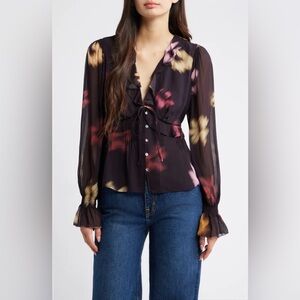 Rails Alixa Floral Ruffle Button-Up Shirt‎